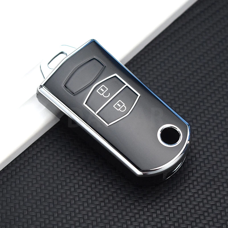 마쓰다 2 3 5 6 BT50 CX-5 CX-7 CX-9 RX8 자동차 리모컨 폴딩 키 쉘 케이스 (2/3 버튼 TPU 소재)
