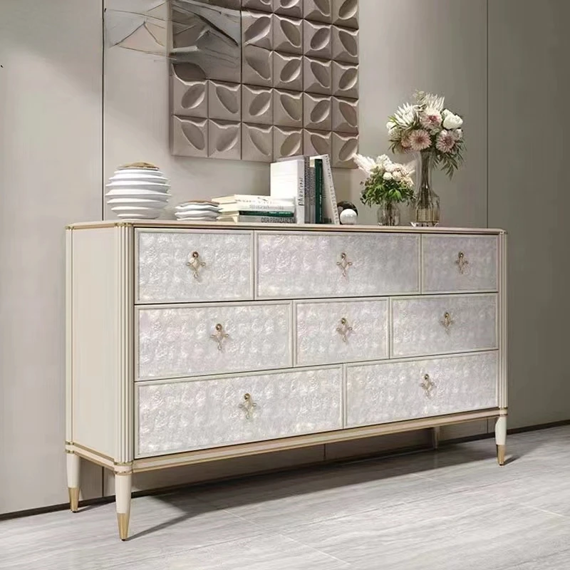 

Shell Chest of Drawers Bedroom Living Room Solid Wood Nine-Drawer Cabinet Home Entrance Cabinet