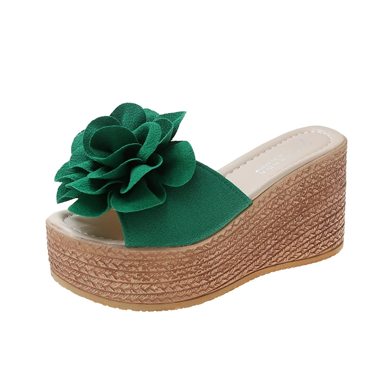 Damen Keilsandaletten 2026 – Neue Sommer Slip-on High-Heel Fashion Damenschuhe – Bequeme Blumen-Outdoor-Plateau-Sandalen – Detail 9