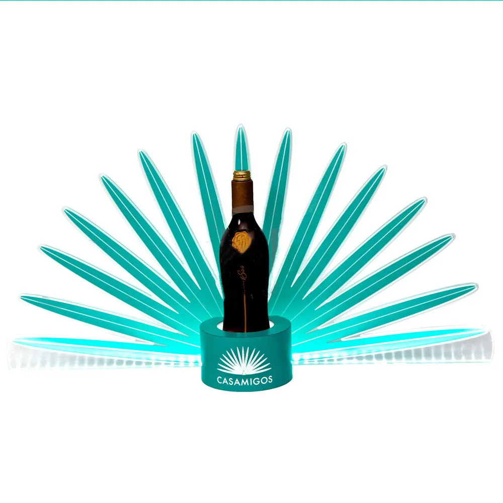 

LED LIGHTED BLUE FANS CASAMIGOS TEQUILA SHOTS BOTTLE PRESENTER VODKA GLORIFIER CHAMPAGNE NEON SIGN DISPLAY WINE RACK NIGHTCLUB