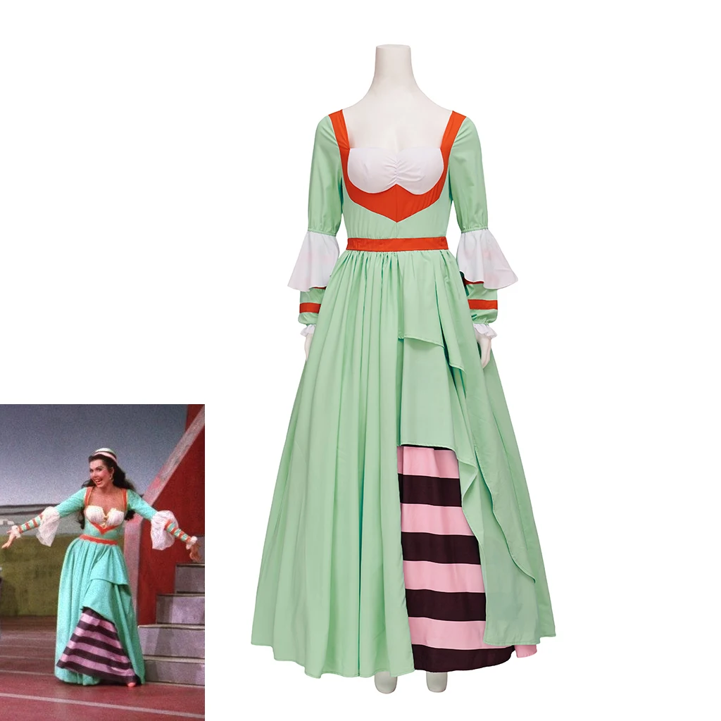 

Kiss Me Kate Ann Miller Bianca Cosplacy Costume Musical Lois Lane Costume Green Dress Women Stage Outfit Halloween Party Suit