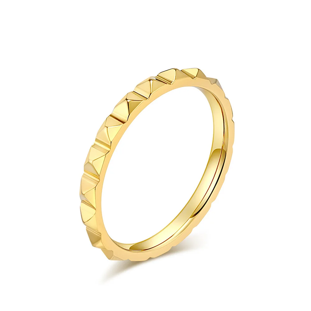 Titanium Steel Pyramid Grid Matte Pinky Ring - Geometric Adjustable Jewelry
