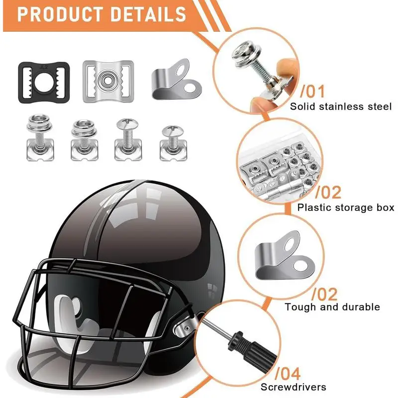 Hockey Helmet Repair Kit 57X Helmet Replacement Parts Clips Screws Hardware Kit Maintenance Tools For Football Baseball
