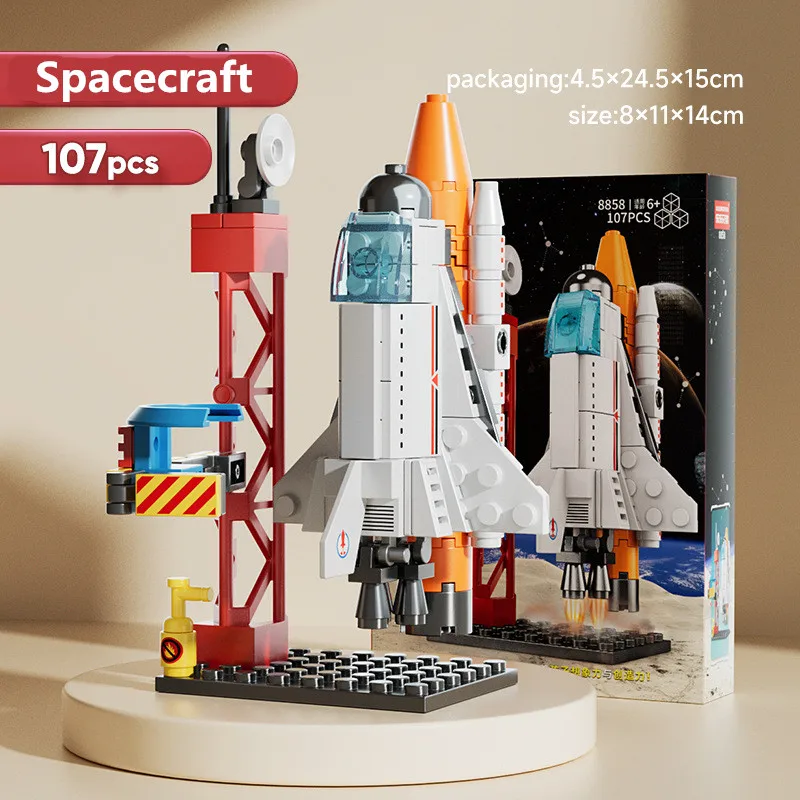 DIY Space rocket craft launch Center base puzzle model assembling bricks children's toy building blocks small set boys gift