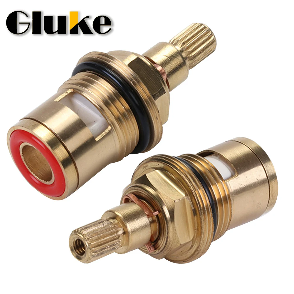 2 Pcs 1/2 Inch Tap Valve Cores Replacement for Tap Valves Quarter Ceramic Disc Gland Brass 20 Teeth Accessories New Random Color
