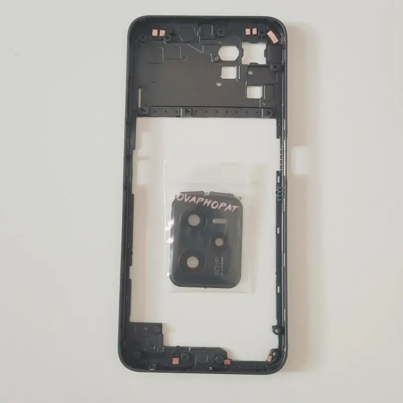 Realme C35 배터리 커버용 LCD 페이스 플레이트 프레임 미들 베젤, 후면 문짝, 전체 하우징 카메라 유리 렌즈, 측면 키 단추