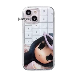 Adorable Kawaii Anime Girl Transparent Phone Case - iPhone 12 Mini (A)