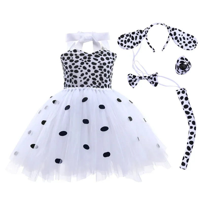 Dalmatian Dog Tutu Dress LED Light for Baby Girls Spotted Animal Halloween Costume Toddler 10T