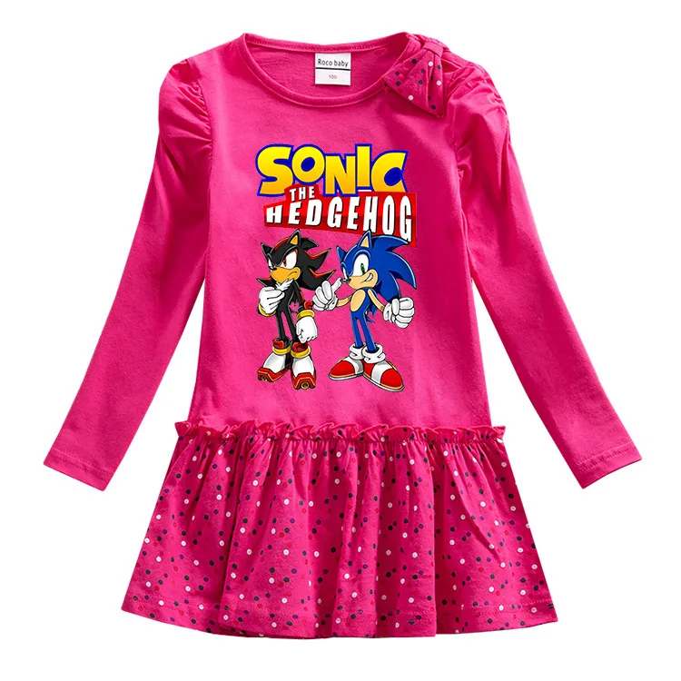 

Новинка 2023, детская одежда Sonic, платье для девочек на весну и осень, модное Повседневное платье из чистого хлопка с длинными рукавами, детская юбка