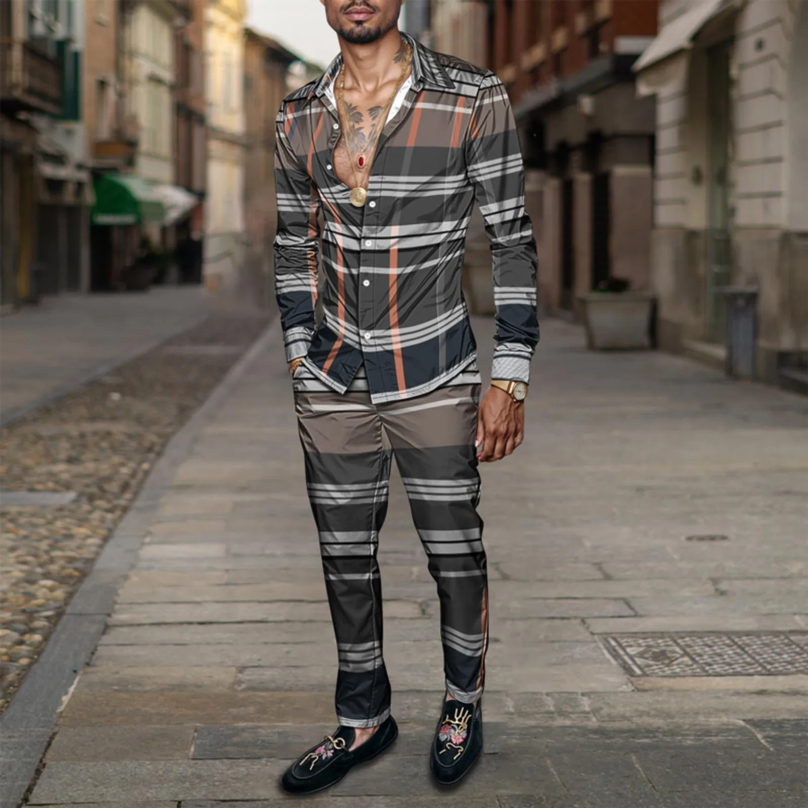 2025 New Spring/Summer Two Piece Men's Luxury Lightweight Long Sleeve Set Breathable Fabric Slimming Street Wear_voghion.com