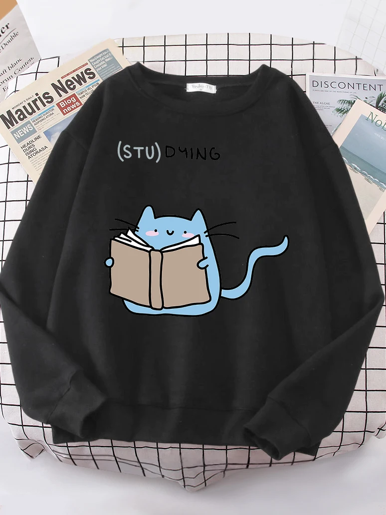 thumbnail image 1 of Sudadera con capucha para mujer, suéter de gran tamaño con estampado de gato, moda coreana, Kawaii, Animal, novedad de 2022, 1 of 5