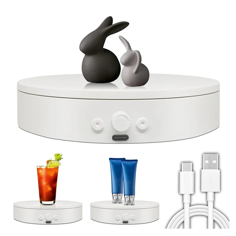 USB 전원 케이블이 있는 회전 디스플레이 스탠드, 음소거 회전 턴테이블 5.9인치 11Lb 부하, 속도 및 방향 조절 가능-AA26