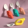 Baby Spoon Fork Learn To Eat Training 1-2 Years Old To Eat Baby Child Chopsticks Set Complementary Food Fork Plastic Tableware 2