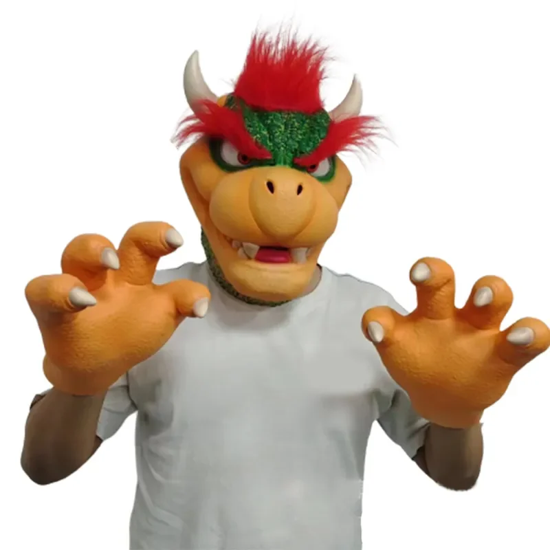 

Bowser Cosplay Props Latex Face Mask Anime Halloween Party Role Play Masks Gloves Props for Adult Costumes Accessories Gifts