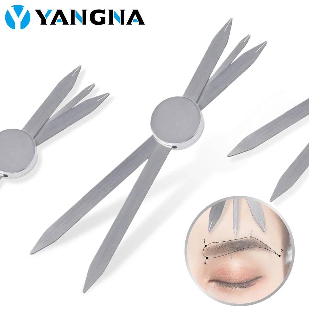 Silver Eyebrow Ruler Compass Stainless Steel Microblading Caliper Ratio Eyebrow Stencil Positioning Measure Tools Tattoo Supply 30 20 10pcs disposable eyebrow ruler sticker eyebrow stencil adhesive microblading makeup measure tools tattoo accessories