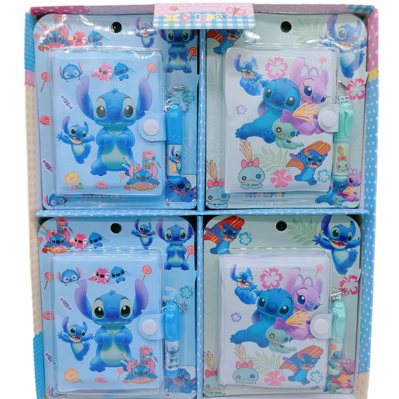 디즈니 스티치 문구 세트 펜 포함 노트북, Lilo & 스티치 풀 세트, 학생 사무실 문구, 휴대용 메모장 미니, 도매
