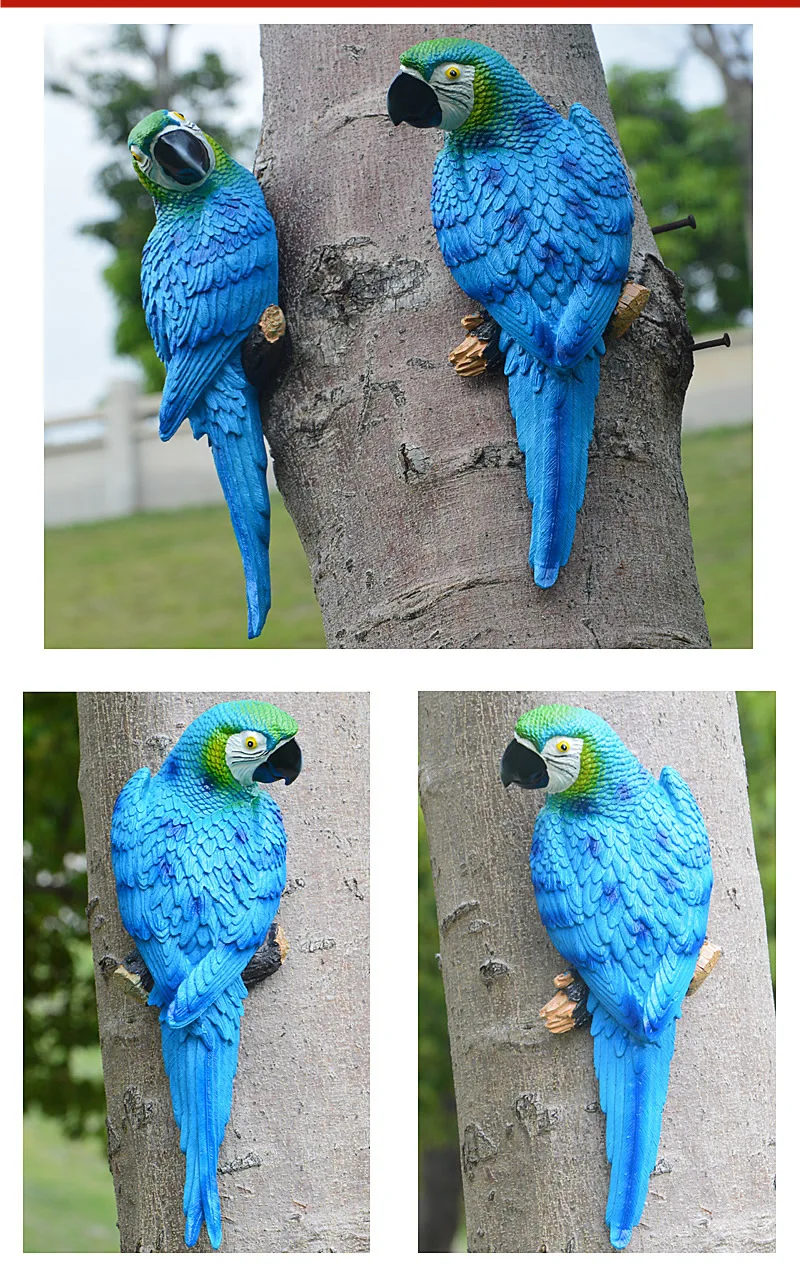Grande Figurine Perroquet Ara En Métal Pour Décoration Murale Extérieure Jardin Ou Intérieur