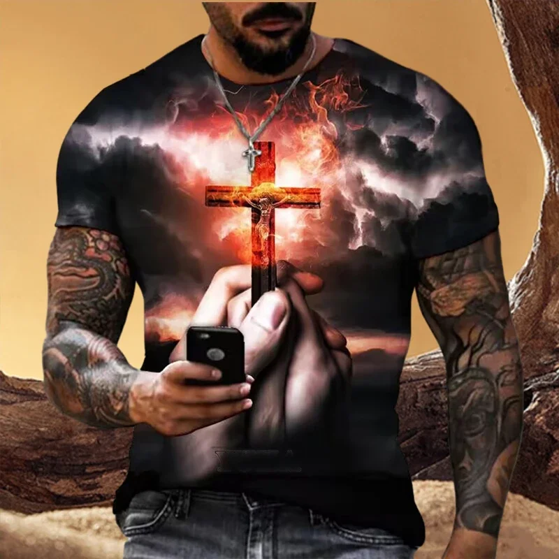 

Футболка мужская с 3D-графикой, круглым вырезом и коротким рукавом