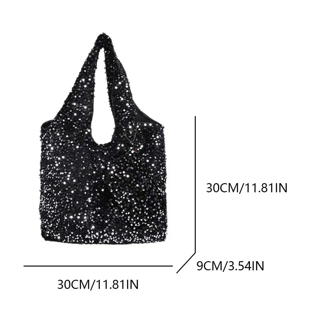 Tote Bag for Women Sequin Handbag Slouchy Hobo Bag Trendy Underarm Bag for Work Travel Shopping