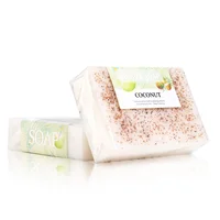 M + Savon au lait de coco naturel avec particules givrées, huile essentielle blanche brillante, savon fait à la main, hydratant pour les mains, 100% biologique 3