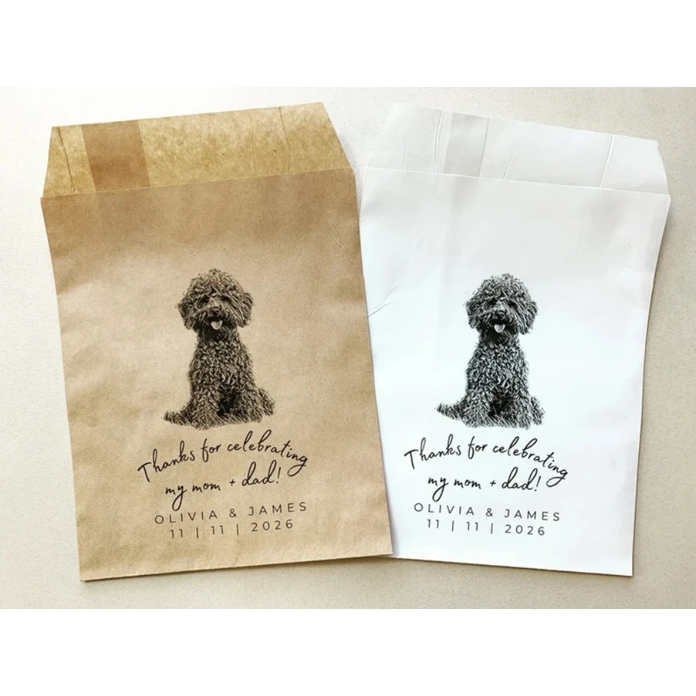 

Custom Pet Favor Bag | Wedding Favors Bags | Wedding Guest Favors Bulk | Thank You For Celebrating My my Mom & Dad | Doggie Bag