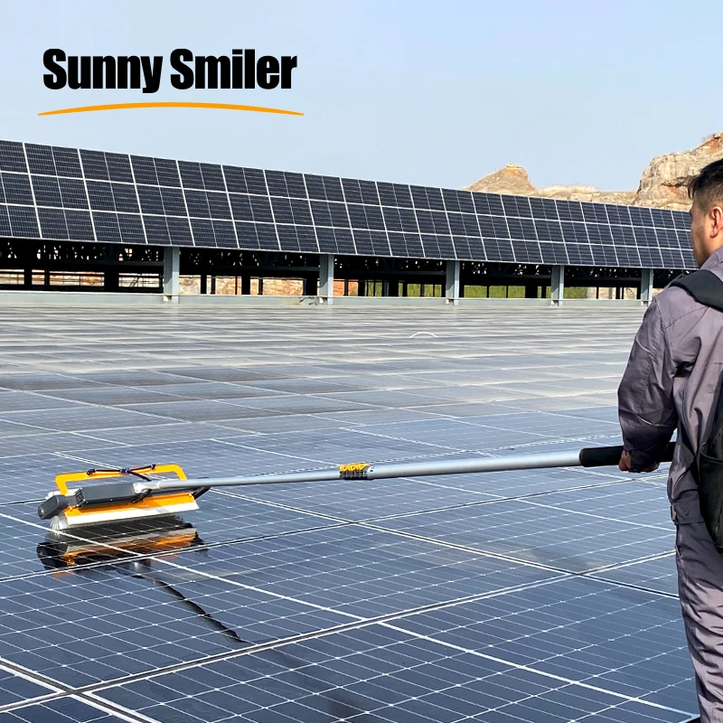 Solar Panel Cleaning Tool - Electric Double Head Brush With Telescopic Pole (5.5M) For Photovoltaic Panels