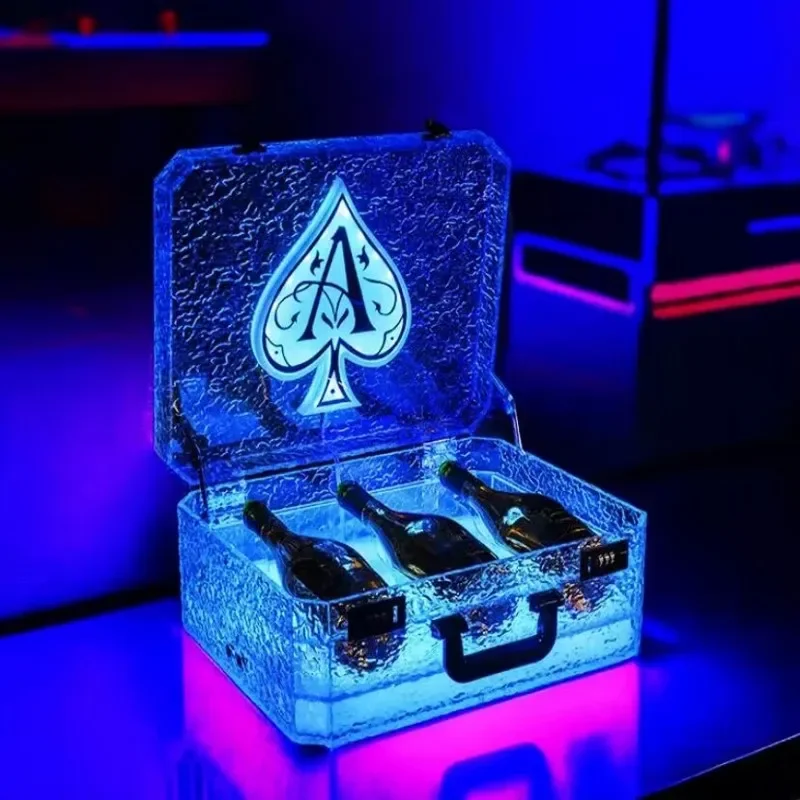 3 bottle Ice Rock Ace of Spade LED Briefcase Champagne Cocktail Wine Box Whisky Carrier Case VIP Bottle Presenter Vodka Suitcase