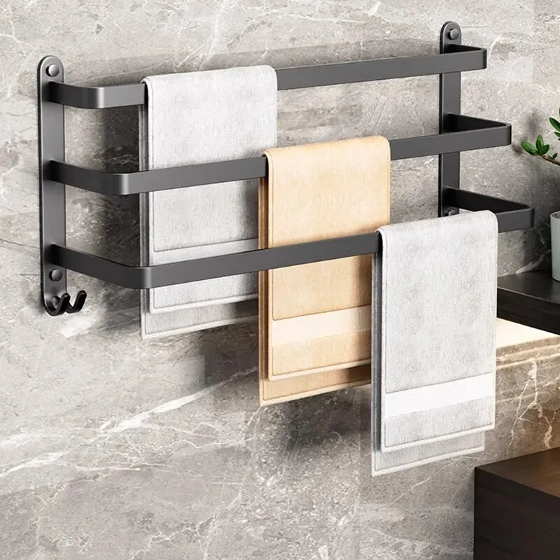 towel rack Aluminum Alloy Towel Rack Bathroom Wall Mounted Storage Rack Bathroom Towel Single Pole Toilet Storage Rack