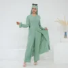 Two Piece Muslim Sets for Woman Ramadan Dubai Modest Abaya Dress Islamic Femme Vacation Travel Outfit Fashion Turkey Robe 2026