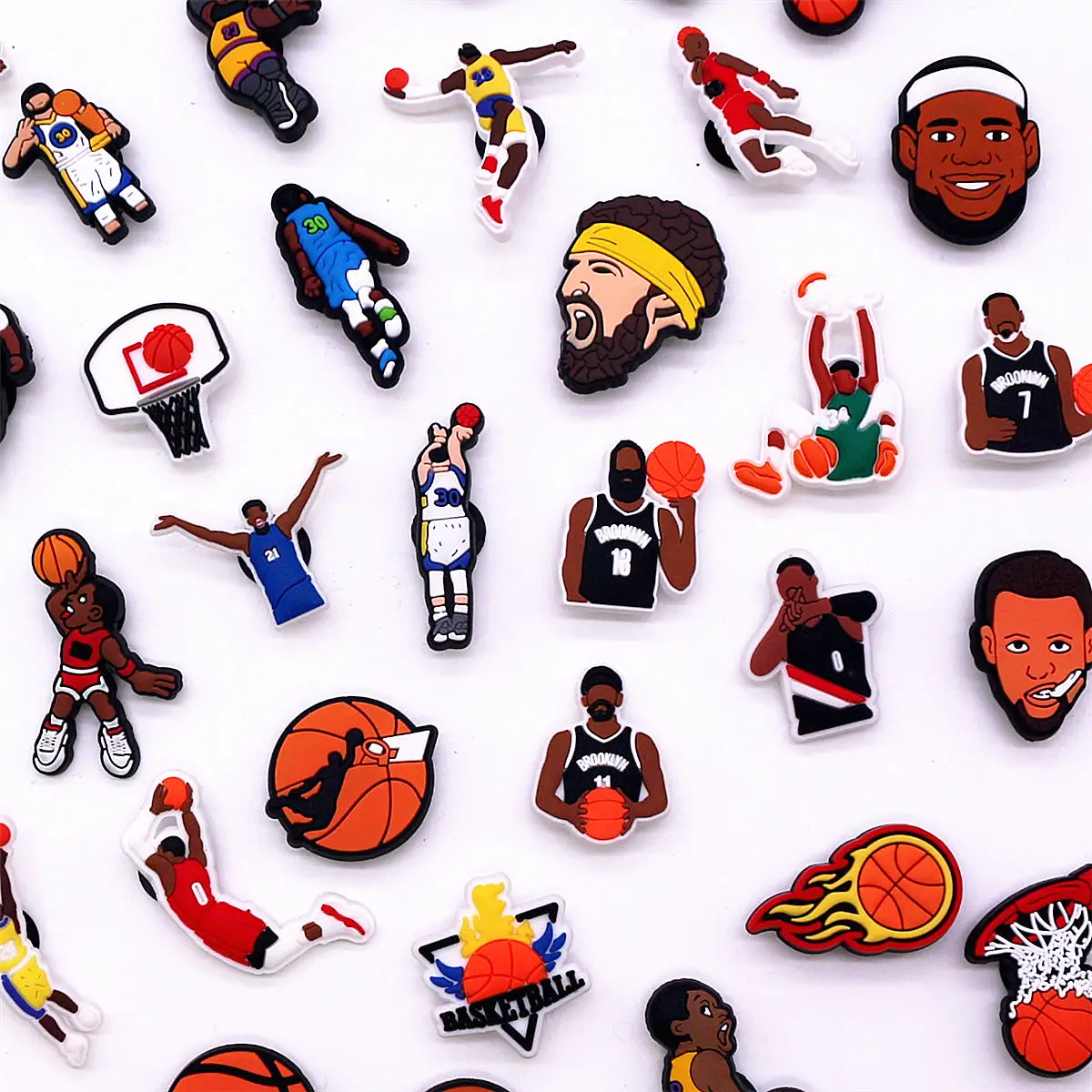 Shoe Charms 1 Pcs Basketball PVC James Curry Harden Owen Portrait Garden Shoes Upper Aceessories Unisex Sandal Buckle Decorate