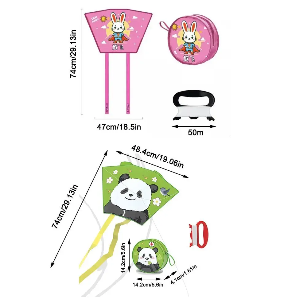 Spring Outing Pocket Kite Easy To Fly 50 Meter Kite Line Animal Wind Kites Family Trips Friends Game Foldable Kite 6