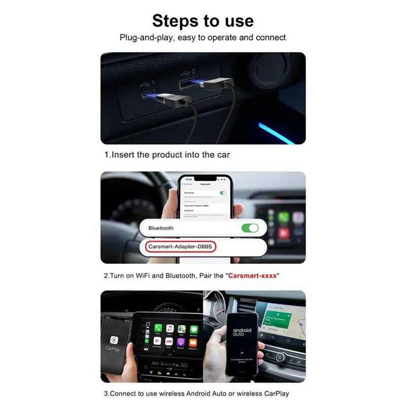 Carplay 미니 박스 무선 자동차 연결 박스(마쓰다, 기아, 토요타 및 안드로이드 오토용)