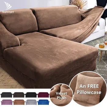 Velvet Sofa Cover Thick Elastic 1/2/3/4 Seater Sofa Cover for Living Room Velvet Plush L Shaped Corner Sofa Cover Couch Cover