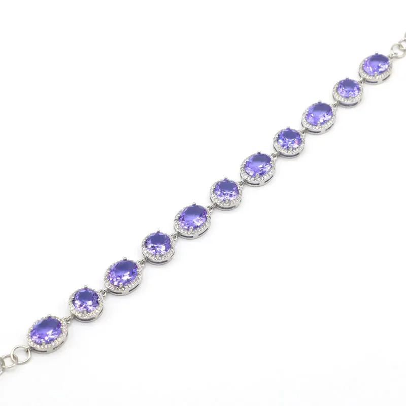 16g 925 SOLID STERLING SILVER Customized BRACELET Fire Rainbow Violet Topaz Changing Alexandrite Topaz Zultanitel Ladies Party 6