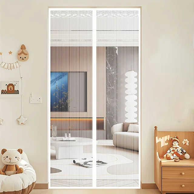 Écran de porte magnétique sans couture – Moustiquaire à joint solide, installation facile et maille en polyester lavable pour chambre à coucher/cuisine/salon 2