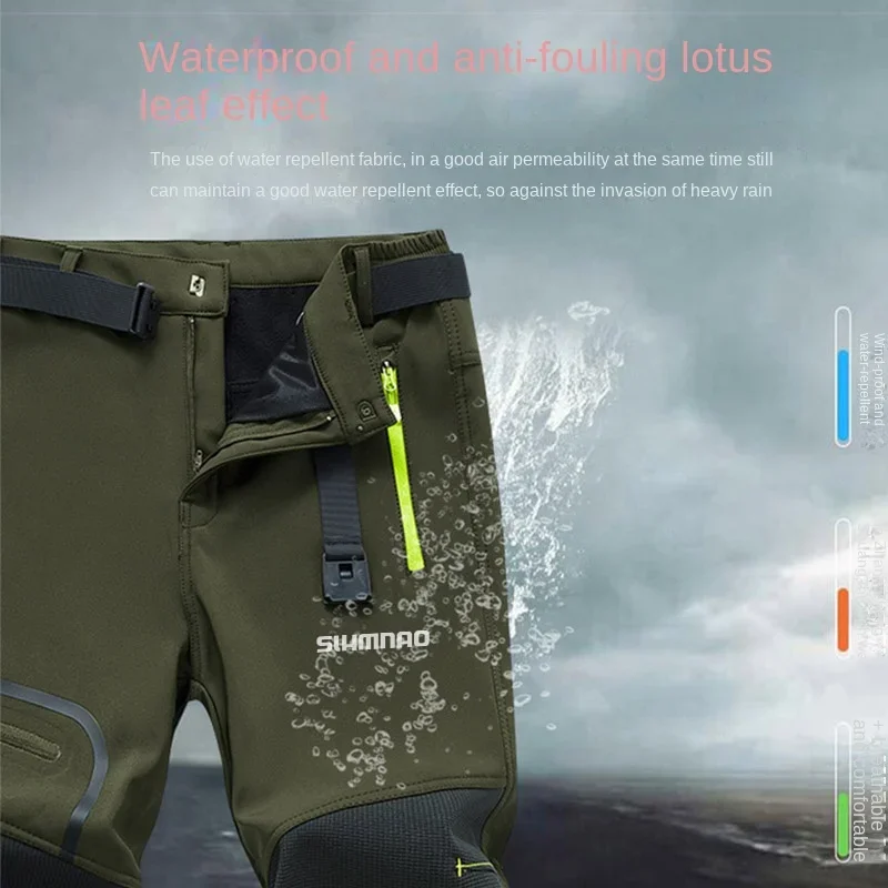 2025 Fishing Pants Windproof and Waterproof Autumn and Winter Soft Shell Cycling Pants for Men, Thick Warm Assault