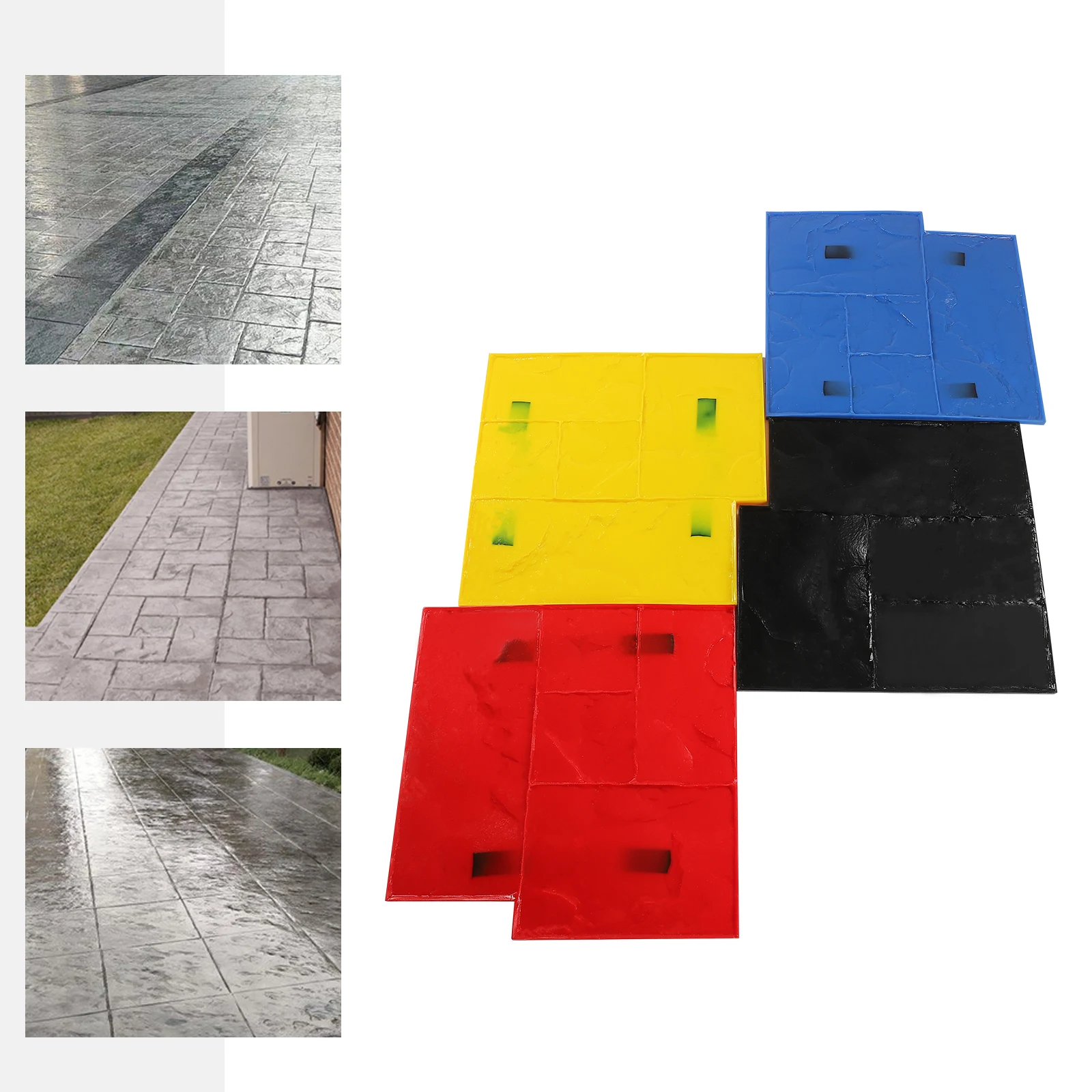4 Pcs Concrete Texturing Skin Polyurethane Concrete Stamping Mats Set 24"x24" Texture Patterns Stamps For Walls Floors