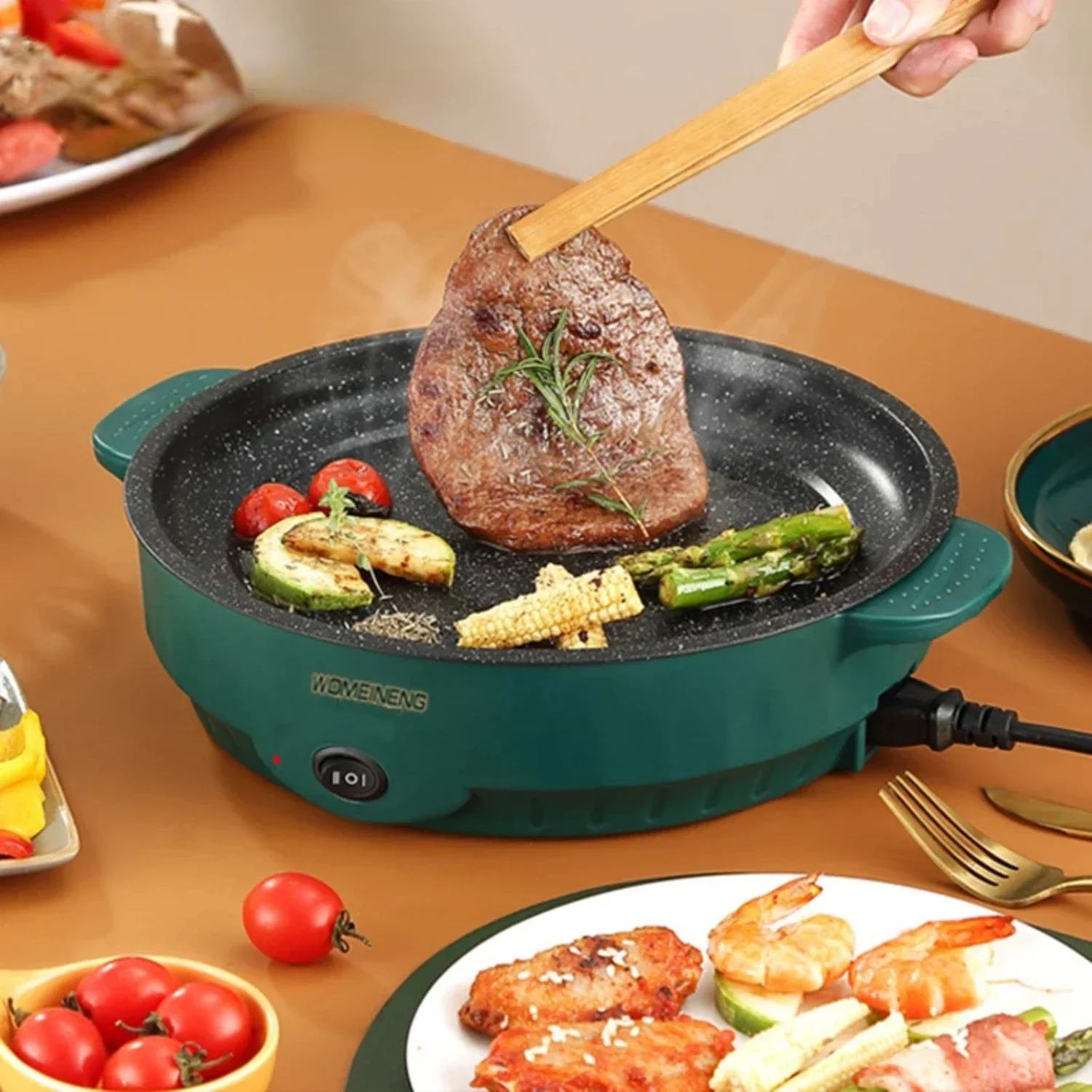 Portable Multifunctional Non-stick Skillet Pan for Household Kitchen and Camping Use - Ideal for Frying, Grilling, and Barbecuin 3