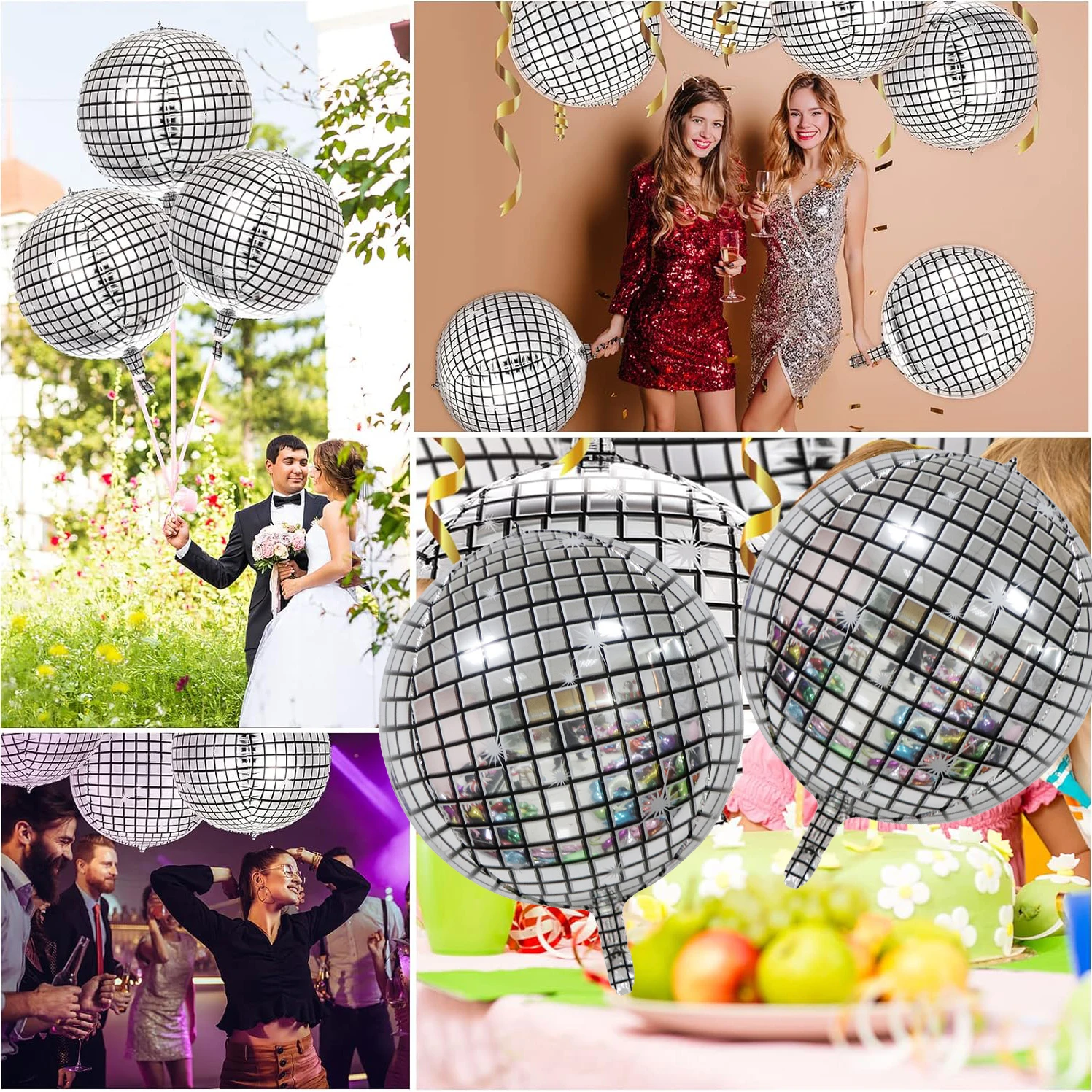 Ballons Étoiles 4D 6 Pièces Star Balloons, 22 Pouces Ballon Aluminium Étoile, Ballon Explosion