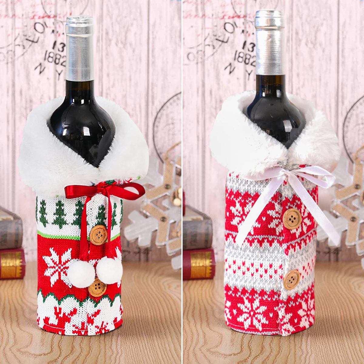 Christmas Wine Bottle Cover Merry Christmas Decorations For Home 2023 Cristmas Ornament Xmas Navidad Gifts New Year 2024