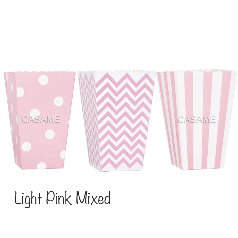 Set of 12 Pink Popcorn Boxes for Kids' Party or Baby Shower Celebration