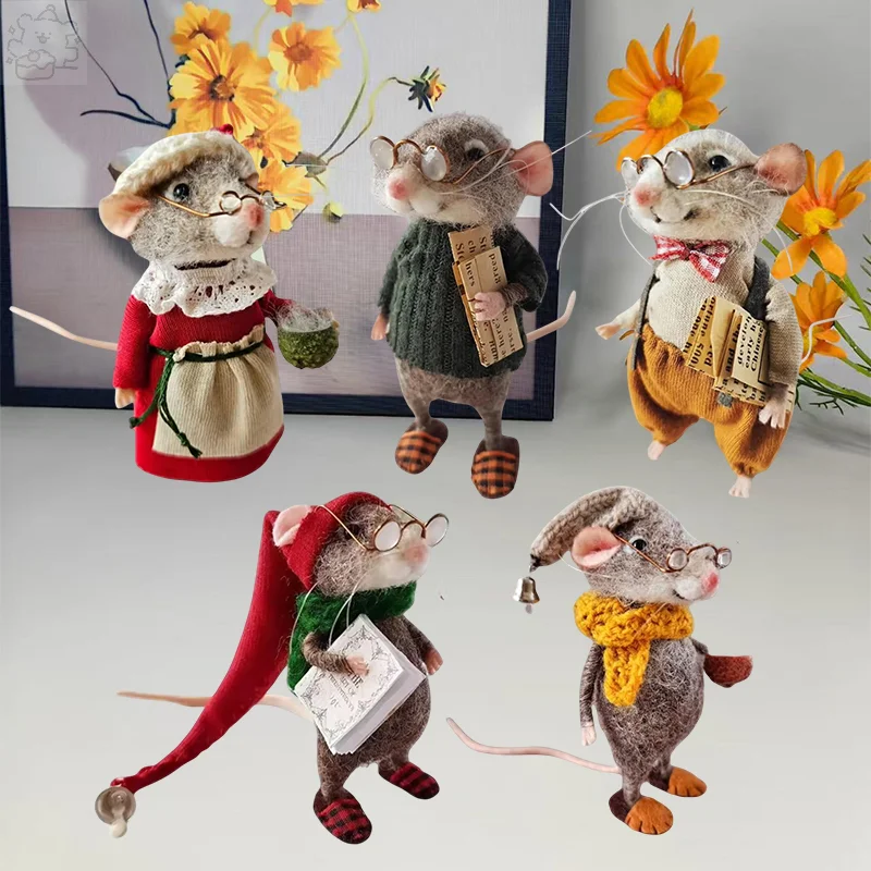 Handmade Needle Felted Mouse Kit Christmas Needle Felted Mouse Christmas Wool Felt
