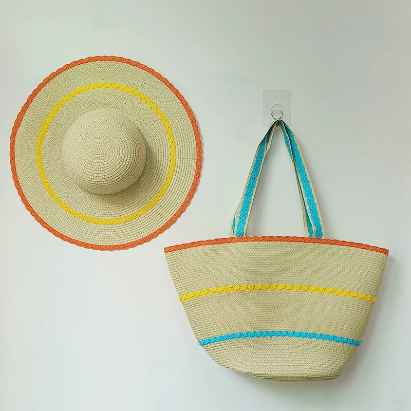 

2024 New Summer Suit Straw Hat foldable wide brim hat Bag Packable Colorful Sun Hat Travel Outdoor Beach Hat sombrero mujer 썬캡