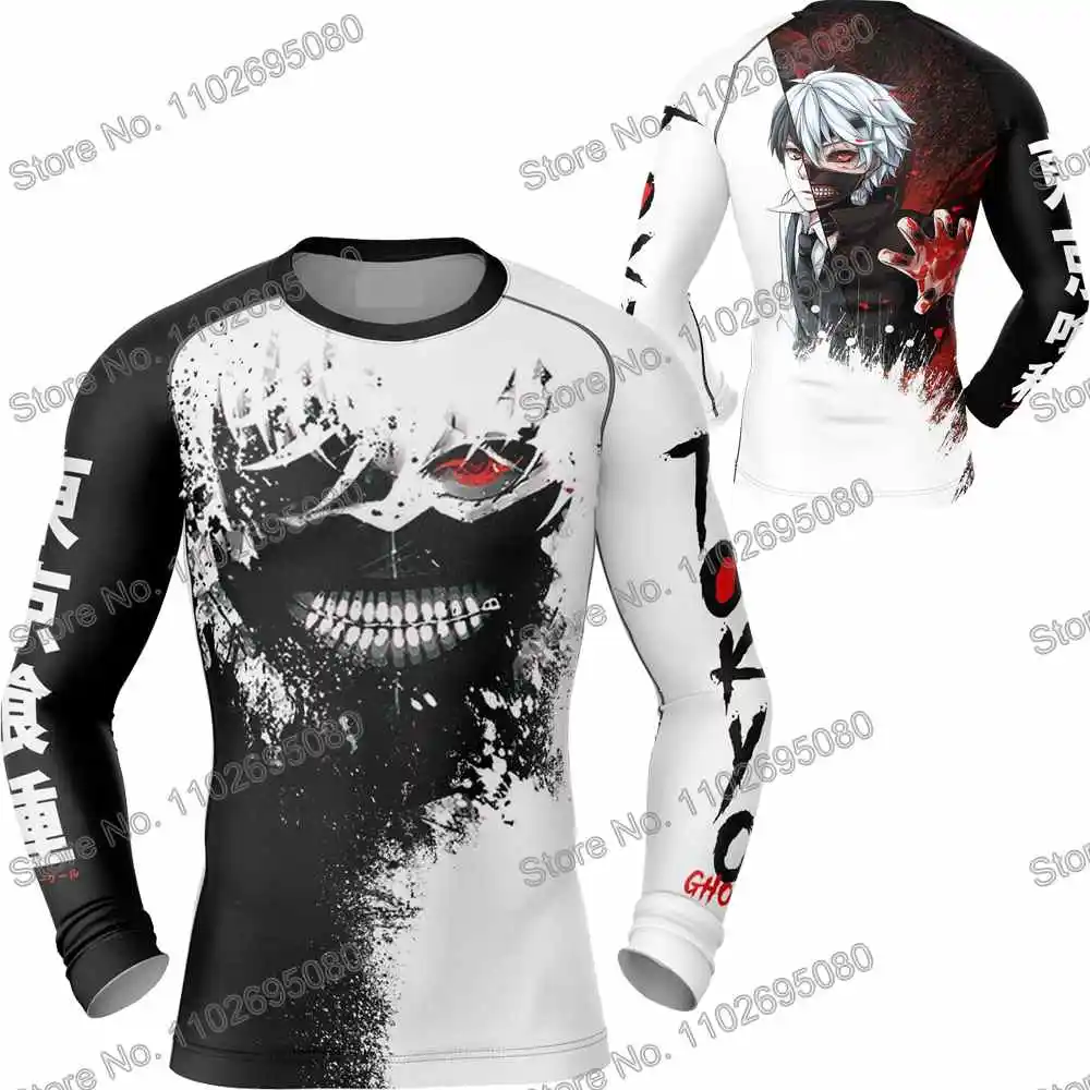 Horror Anime Diving T-Shirt Tight Long Sleeve Rash Guard BJJ MMA Swimwear Men Surf Clothing Beach Floatsuit Women GYM Tops