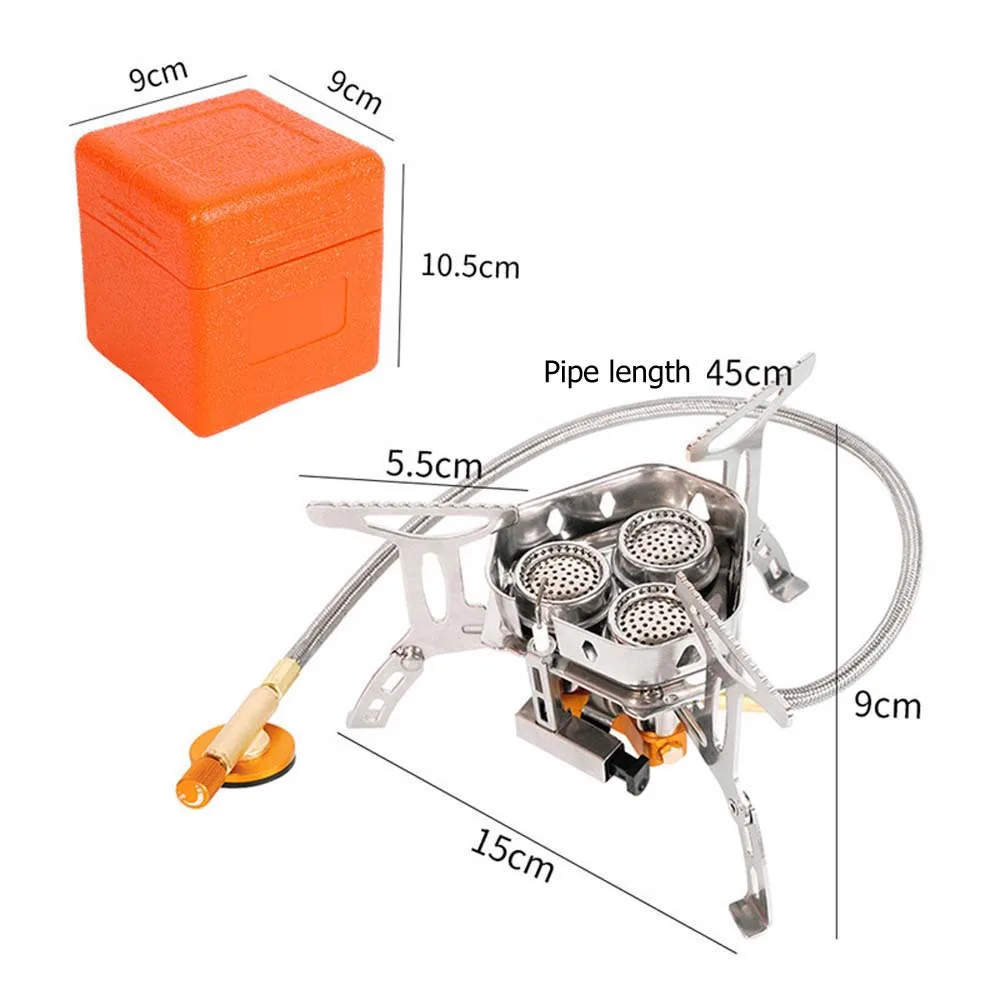 5800W Windproof Camp Stove Camping Tea Stove with Fuel Canister Adapter Piezo Ignition Carry Case for Backpacking Hiking 2