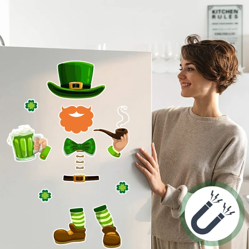 11개 세트 성 패트릭의 날 냉장고 자석 세트, 냉장고, 사무실, 금속 표면, 휴일 장 샴록 및 무지개 장식