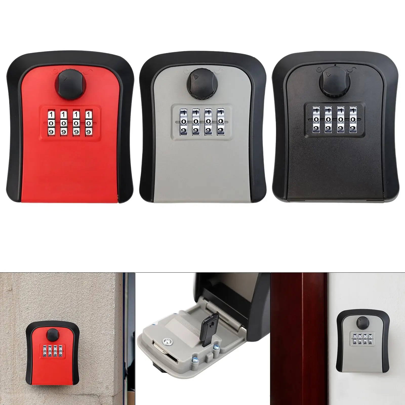 Key Storage Lock Box Combination Lock Box 4 Digit for Indoor Home Garden Garage Store