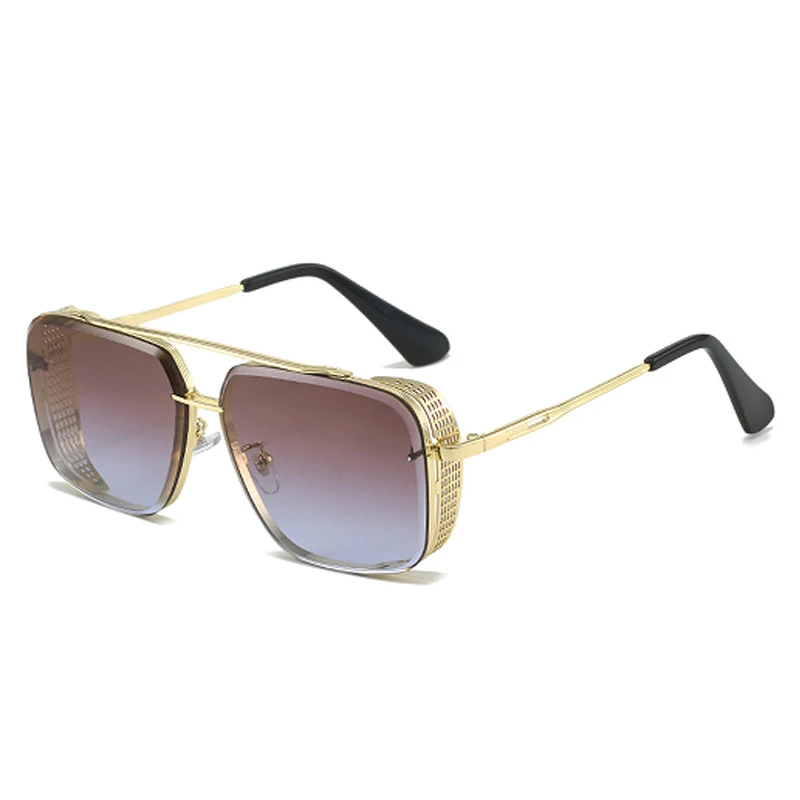 Gradient Double Beam Retro Sunshade Sunglasses Steampunk Glasses Men's Car Sunglasses 40005