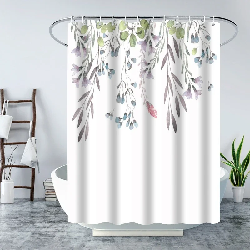 Akvarel listech na  káča rostlina s květinová moderní koupelna dekorace předpis sprcha záclona 180*180CM s háčků