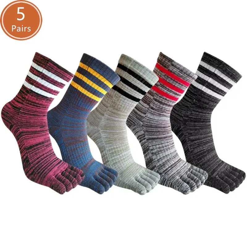 5 Pairs Man Sport Toe Socks Cotton 5 Finger Short Socks Compression Sweat-Absorbing Deodorant Fitness Travel